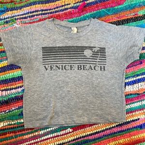 Vintage 2010 Heather-Grey VeniceBeach Logo Crop Tee XS